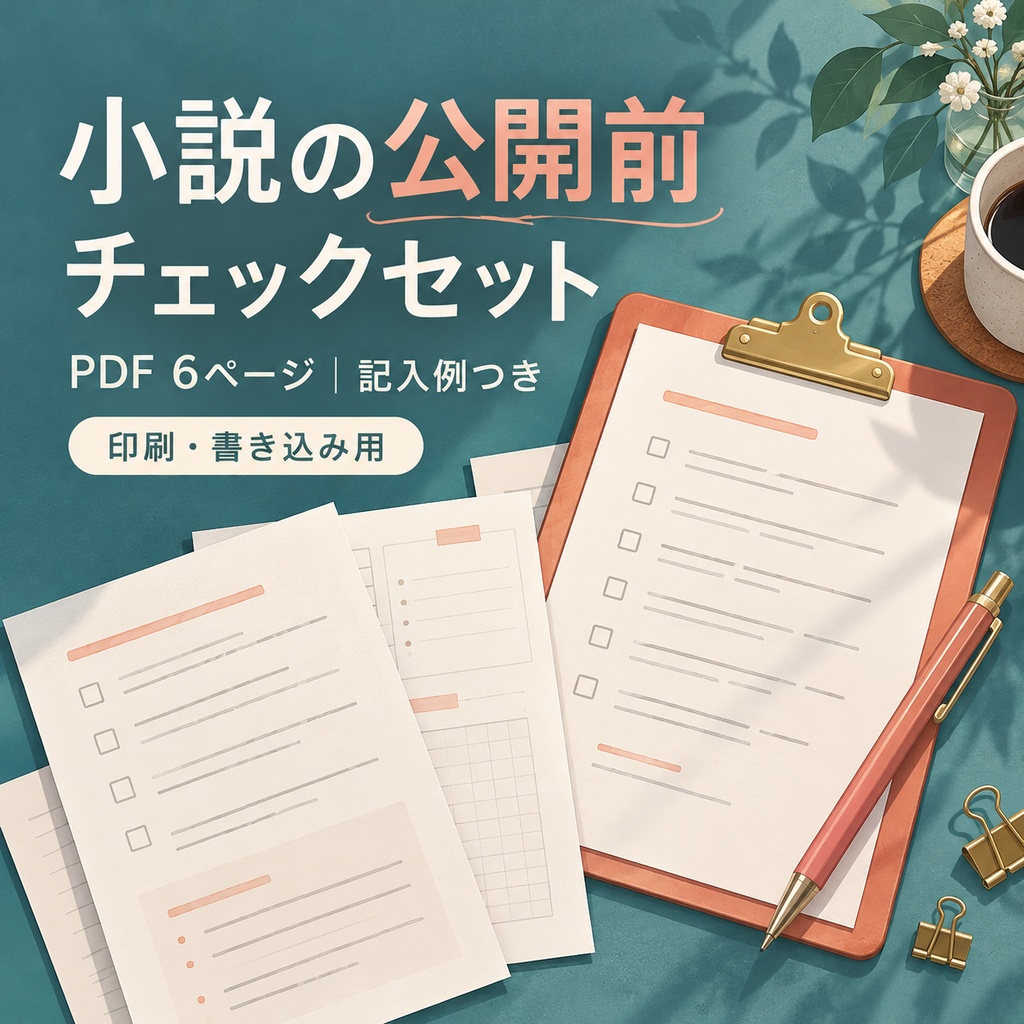小説の公開前チェックセット｜PDF6ページ・修正メモ・記入例つき