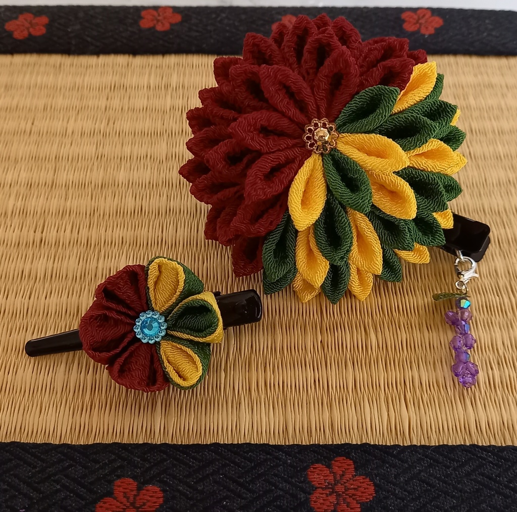 つまみ細工 親子クリップ 鬼滅の刃 冨岡義勇