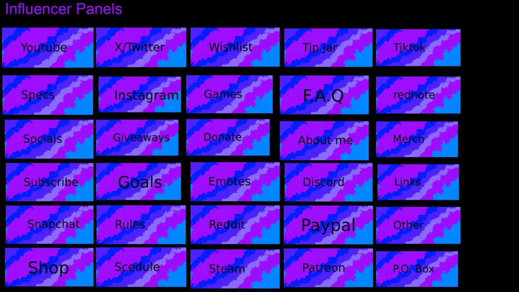 Influencer Panels | Panels, Twitch Pannels, Streamer Panels