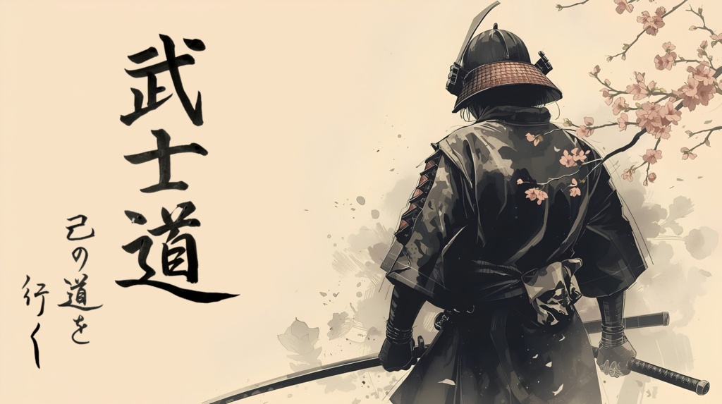 武士道(己の道を行く)書道✖️AI オリジナルTシャツ(和風)