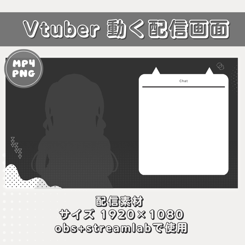 動く配信画面セット【雑談用】Animated Stream Overlay for Vtuber : ダークロボットゴシックテーマ Black Cyberpunk