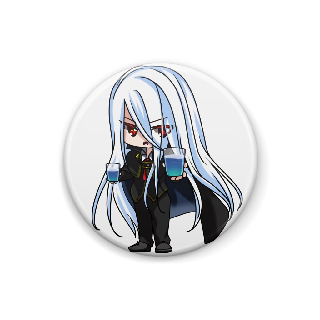 吸血鬼ゼルVer4グラス編「これでも飲んで休憩だ」缶バッジ