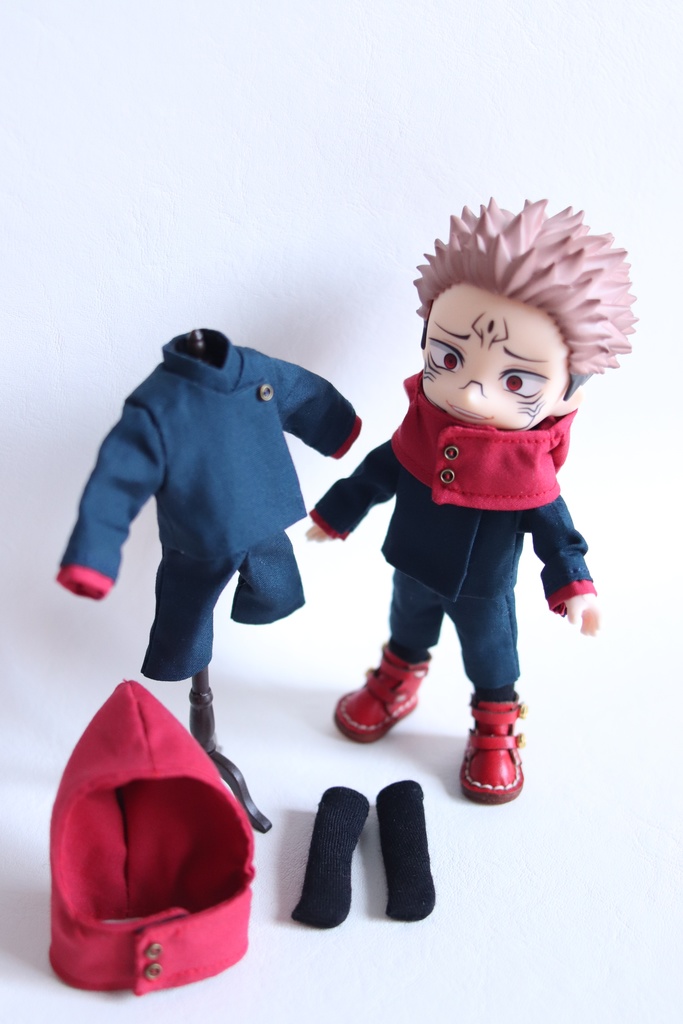 【制作中8/21】【Boo-32】紺×赤 制服/オビツ11