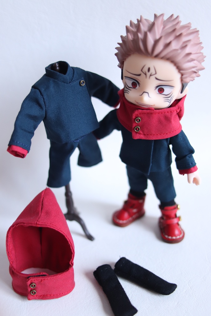 【制作中8/21】【Boo-32】紺×赤 制服/オビツ11