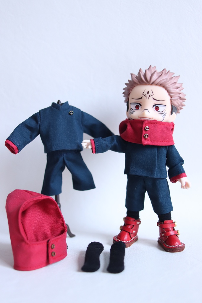 【制作中8/21】【Boo-32】紺×赤 制服/オビツ11