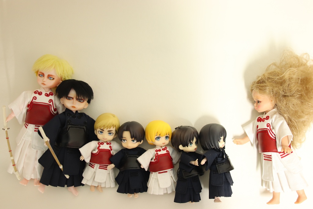 【剣道着+防具】オビツ11,ねんどろいどどーる身長調整,ミニパオラ,セリアドール15,19