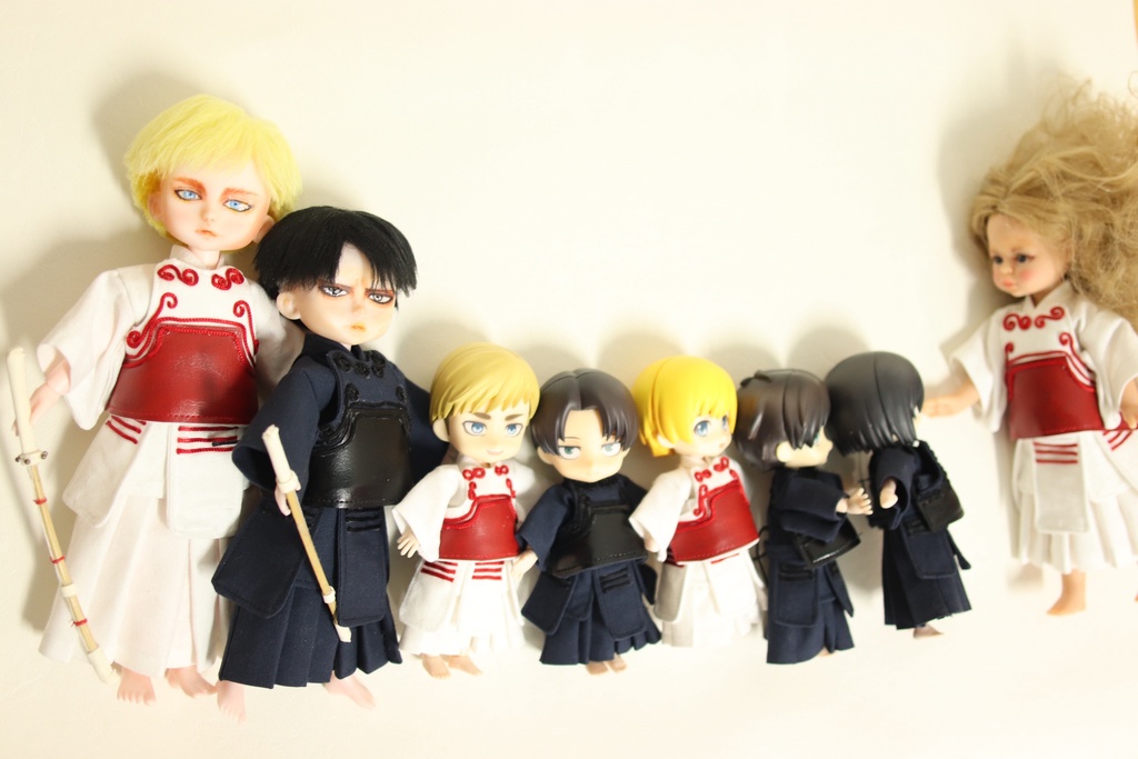 【剣道着+防具】オビツ11,ねんどろいどどーる身長調整,ミニパオラ,セリアドール15,19