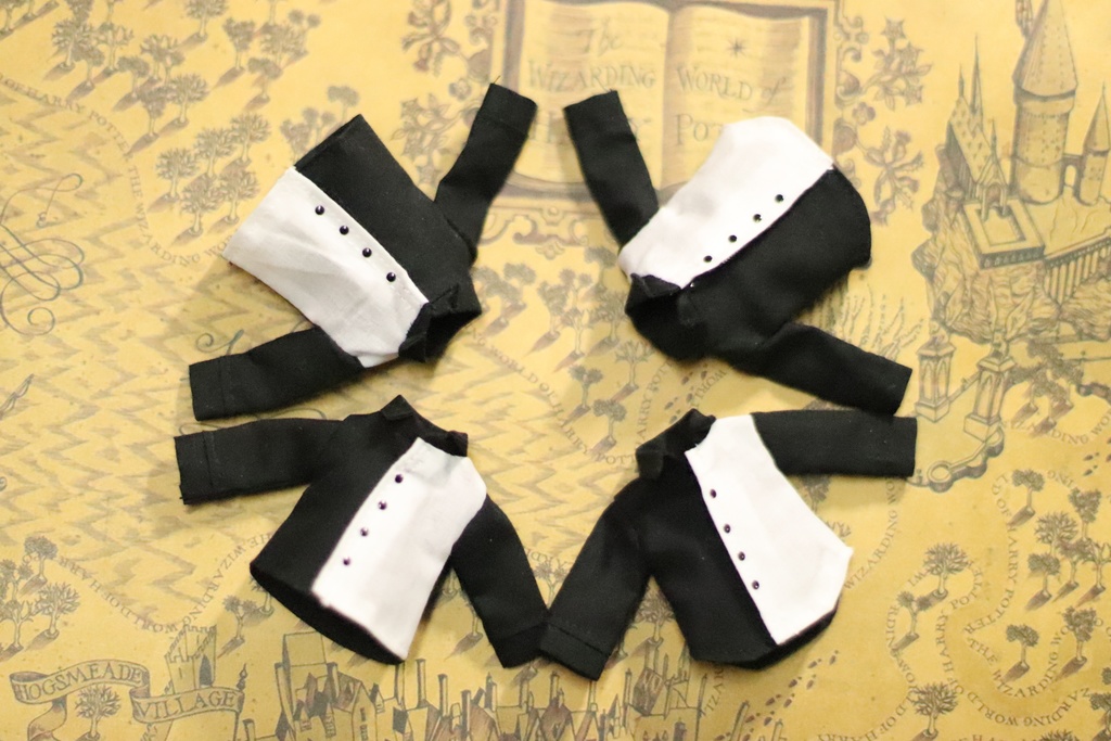 【白黒Yシャツ】薄手生地/オビツ11,ねんどろいどどーる身長調整,等