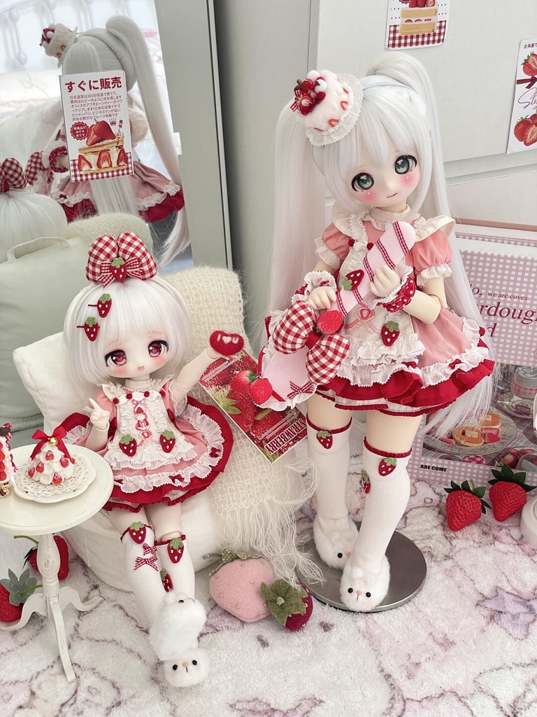 「通販」꒰ストロベリーケーキ🍰꒱「1/6ドール, 1/4ドール MDD, KUMAKO/OF」