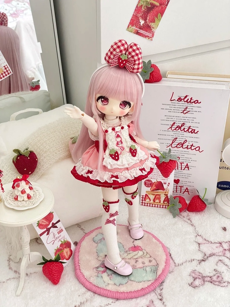 「通販」꒰ストロベリーケーキ🍰꒱「1/6ドール, 1/4ドール MDD, KUMAKO/OF」