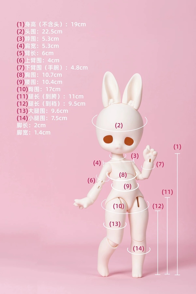 「受注」꒰雪うさぎのもち꒱「1/6 ドール PVC素材.ver」