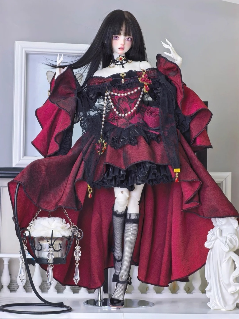 「受注」꒰黒い薔薇🖤꒱「1/4ドール服」