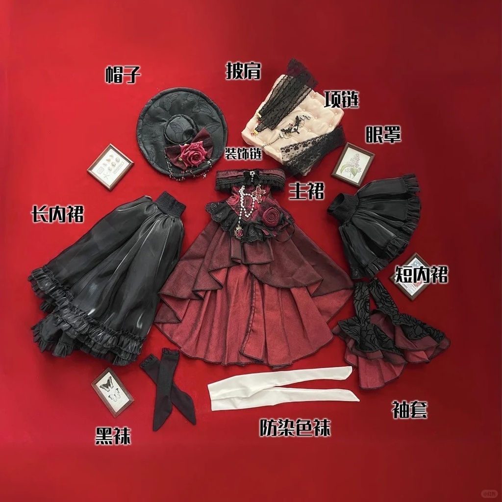 「受注」꒰黒い薔薇🖤꒱「1/4ドール服」
