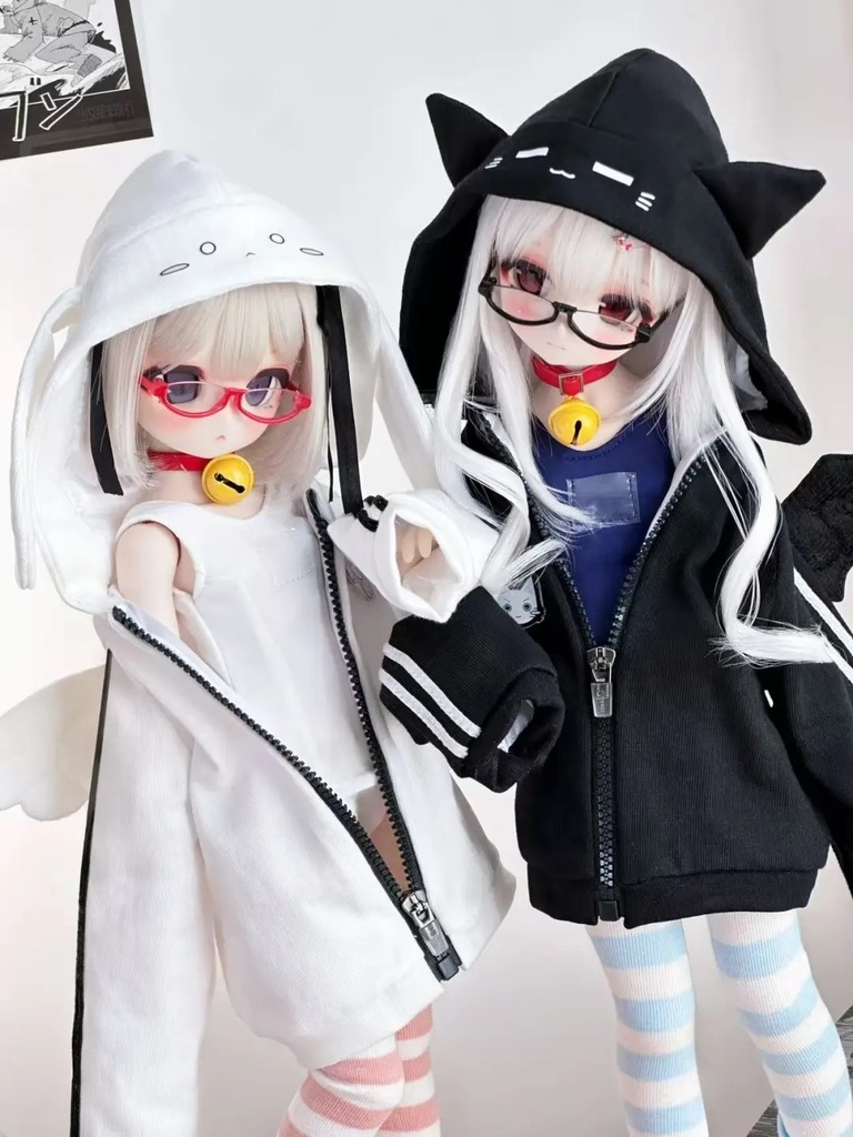 「受注」꒰天使うさぎ&悪魔ねこ꒱「1/4ドール服 MDD/OF」