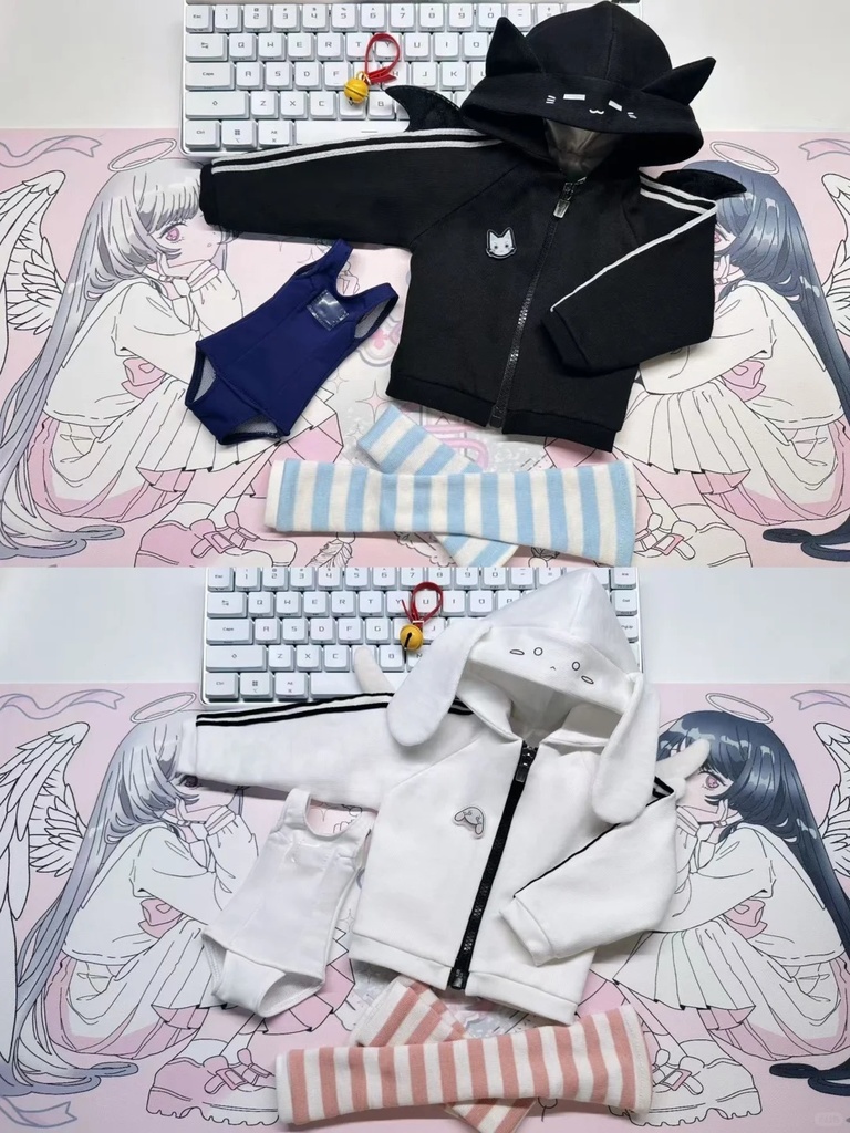 「受注」꒰天使うさぎ&悪魔ねこ꒱「1/4ドール服 MDD/OF」