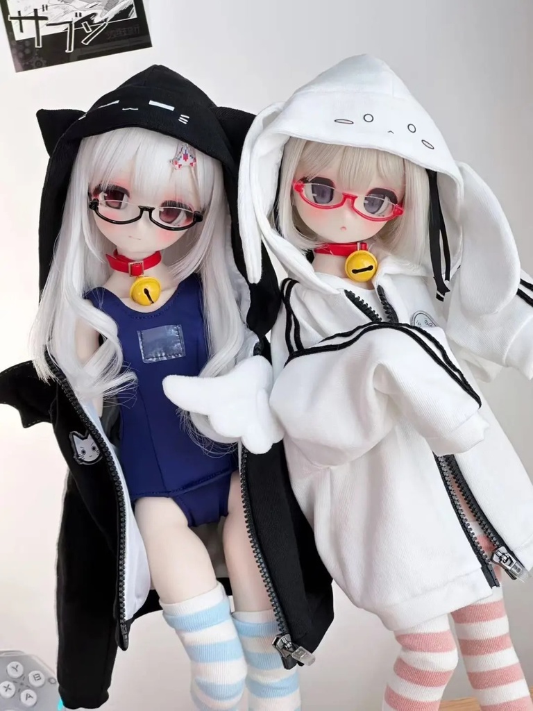 「受注」꒰天使うさぎ&悪魔ねこ꒱「1/4ドール服 MDD/OF」