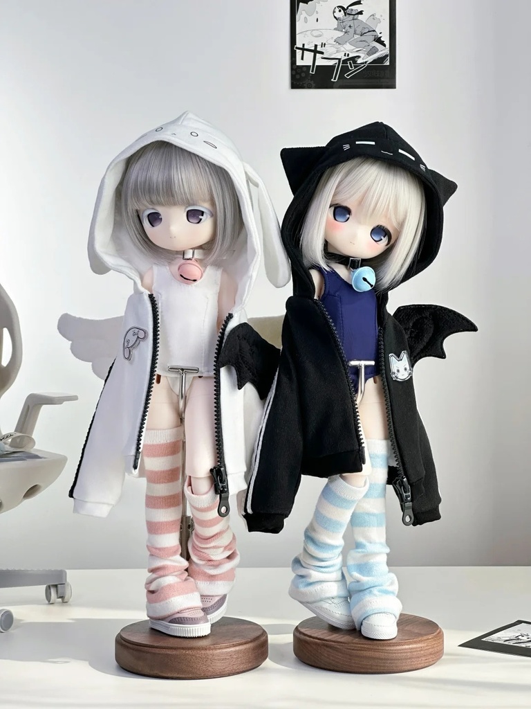 「新作受注」꒰天使うさぎ&悪魔ねこ꒱「1/4ドール服 MDD/OF」