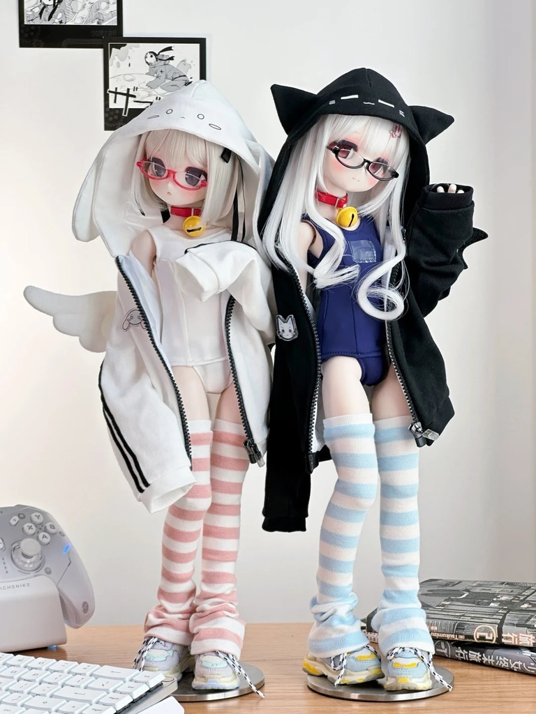 「受注」꒰天使うさぎ＆悪魔ねこ꒱「1/4ドール服 MDD/OF」