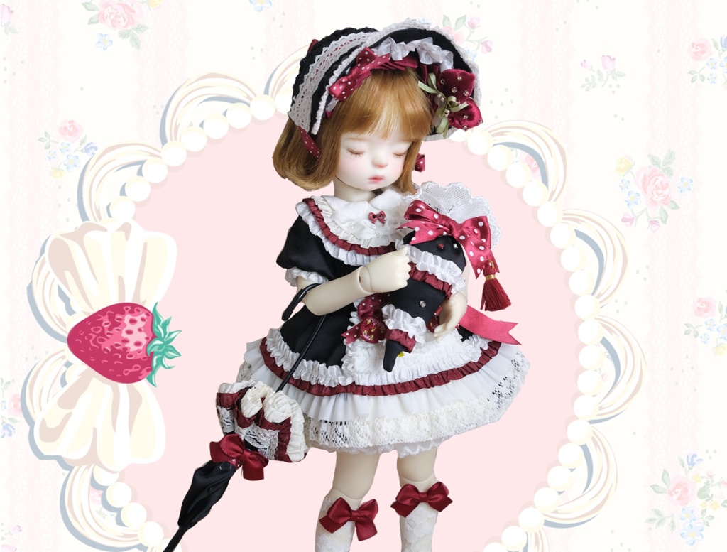 「受注」꒰いちごパフェ🍓꒱「1/6・1/4ドール服」