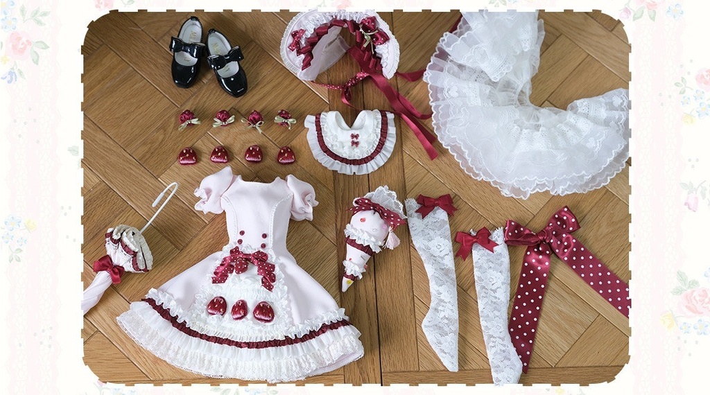「受注」꒰いちごパフェ🍓꒱「1/6・1/4ドール服」
