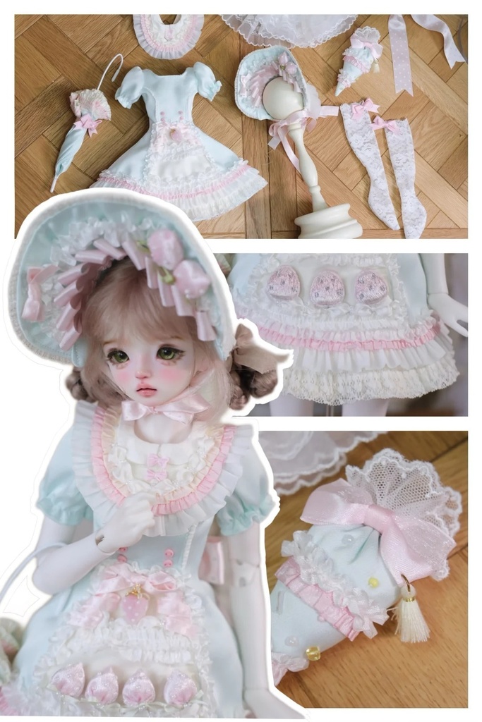 「受注」꒰いちごパフェ🍓꒱「1/6・1/4ドール服」