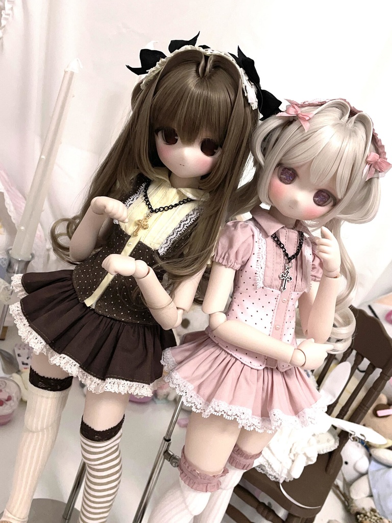 「受注」꒰水玉の恋結び꒱「1/4ドール服 MDD, MSD, SDM/OF」