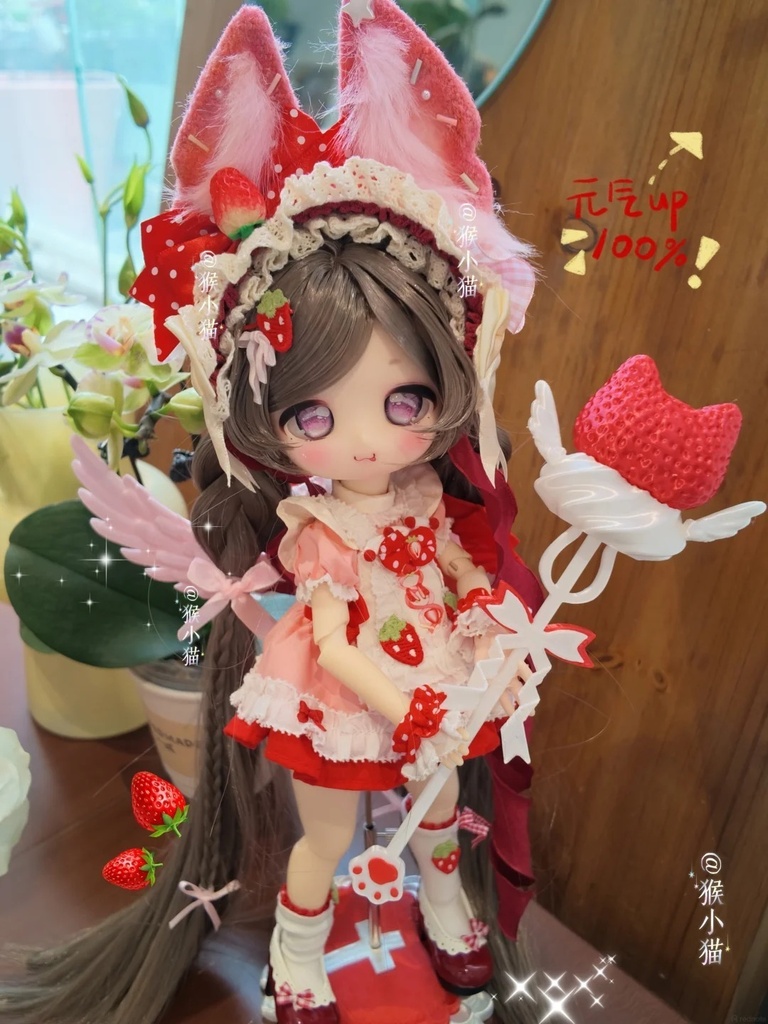 「受注」꒰こねこのいちご魔法🍓꒱「1/4・1/6ドール用ステッキ 」