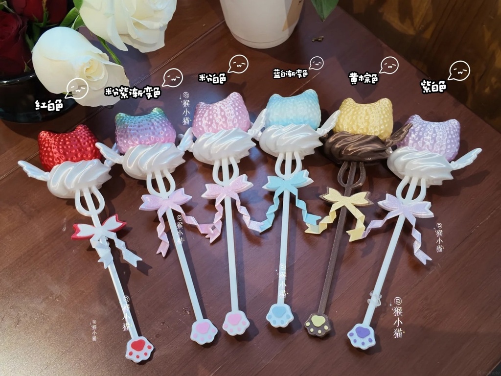 「受注」꒰こねこのいちご魔法🍓꒱「1/4・1/6ドール用ステッキ 」