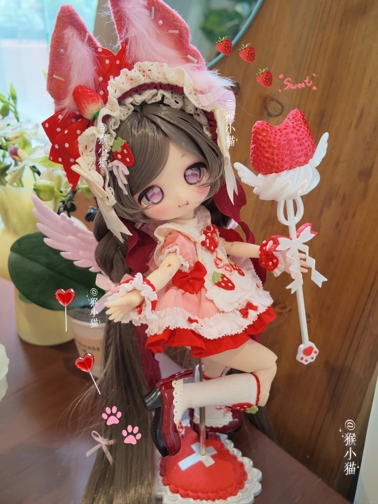 「受注」꒰こねこのいちご魔法🍓꒱「1/4・1/6ドール用ステッキ 」