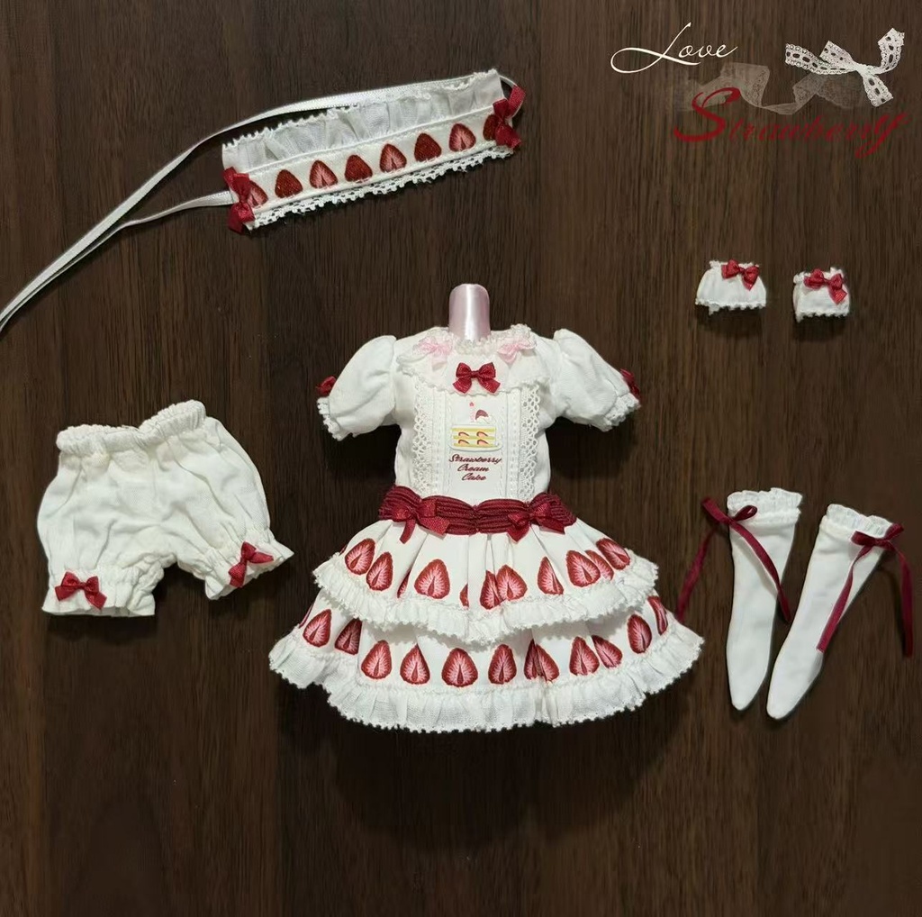 !限定受注!꒰いちごケーキ🍓꒱「ドール服 Azone, ob22, ob24/OF」