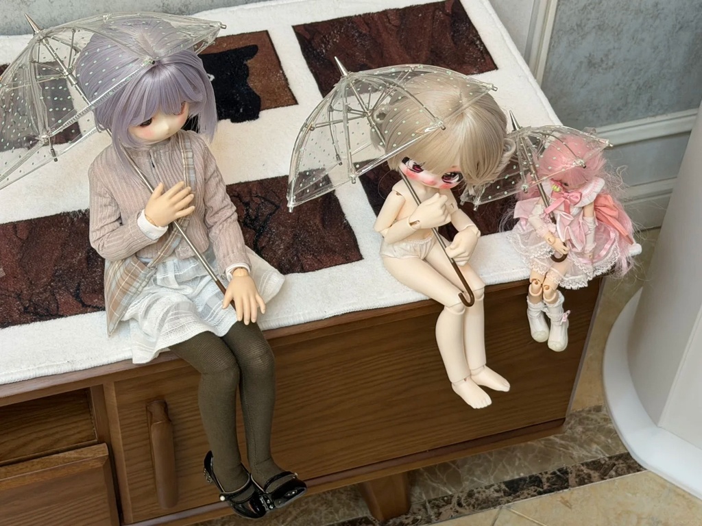 「受注」꒰ドット柄のビニール傘꒱「1/4・1/6ドール用小物」