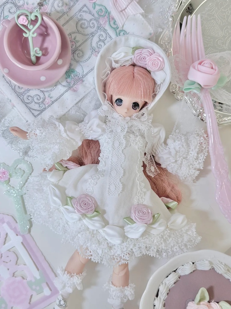 「受注」꒰ローズクリームケーキ꒱「1/4・1/6ドール服 MDD,Azone,OB24/OF」