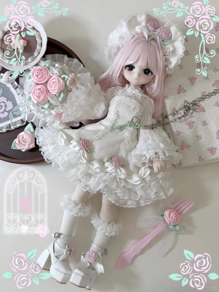 「受注」꒰ローズクリームケーキ꒱「1/4・1/6ドール服 MDD,Azone,OB24/OF」