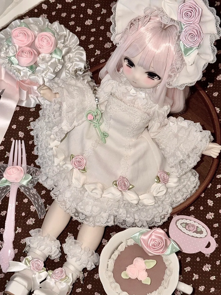 「受注」꒰ローズクリームケーキ꒱「1/4・1/6ドール服 MDD,Azone,OB24/OF」