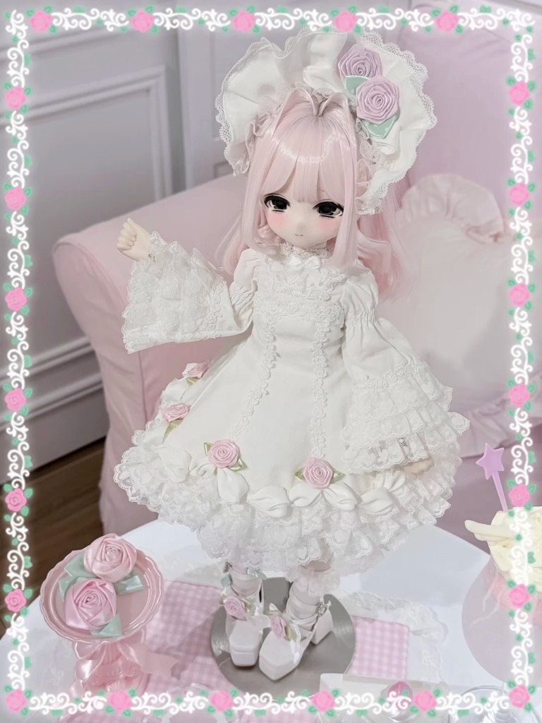「受注」꒰ローズクリームケーキ꒱「1/4・1/6ドール服 MDD,Azone,OB24/OF」