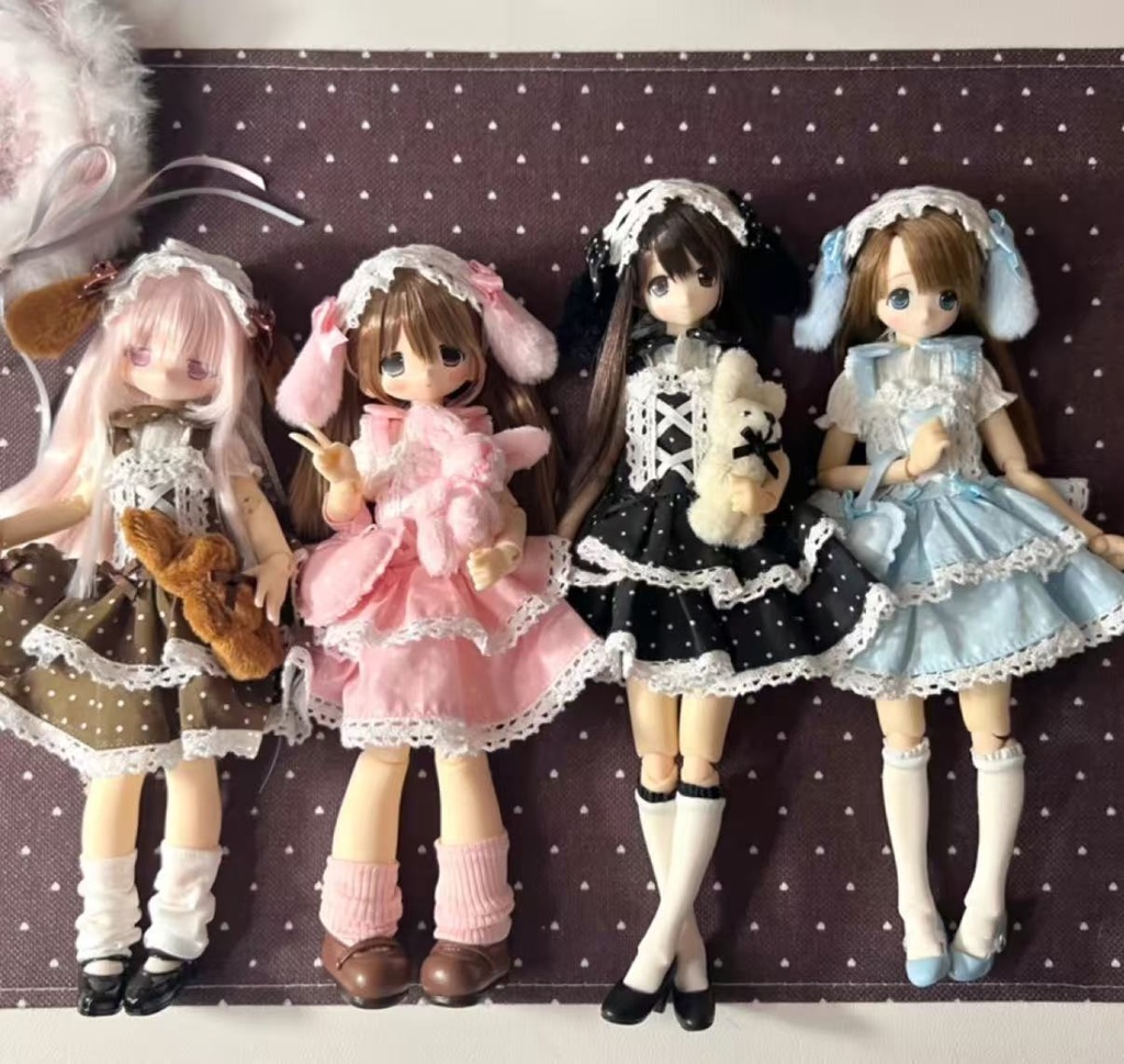 「受注」꒰水玉うさぎ꒱「1/6ドール服 Azone,OB24/OF」