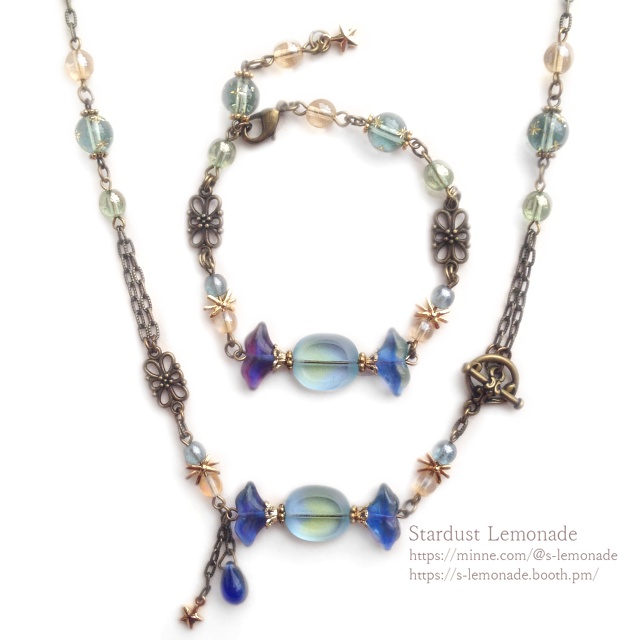 【全3色】燐光キャンディ ウランガラスのブレスレット