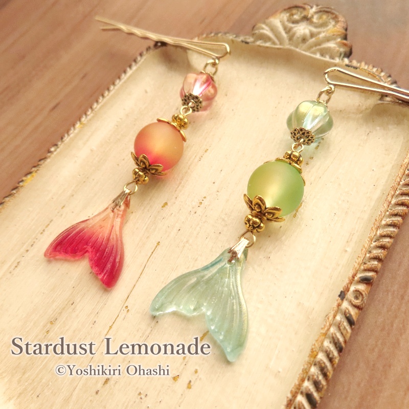 金魚灯籠の髪飾り かんざし風ヘアピン