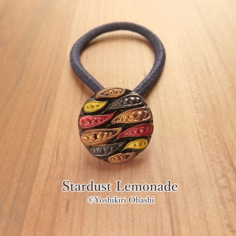 モダンカラーパレット チェコガラスボタンのヘアゴム