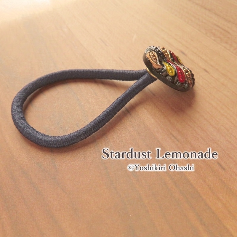 モダンカラーパレット チェコガラスボタンのヘアゴム