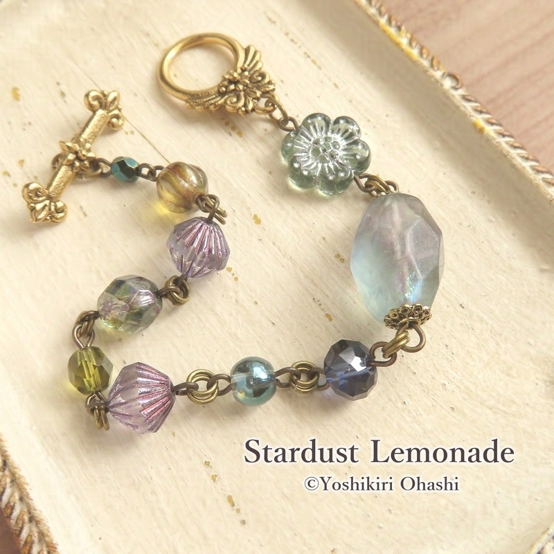 蛍石と銀梅花のブレスレット