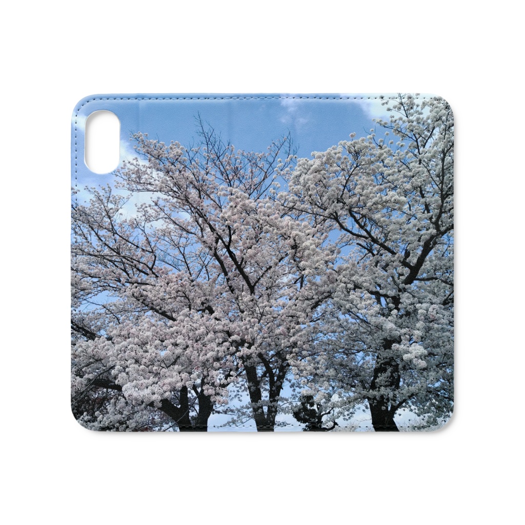 手帳型iPhoneケース　桜（ベルトなし）