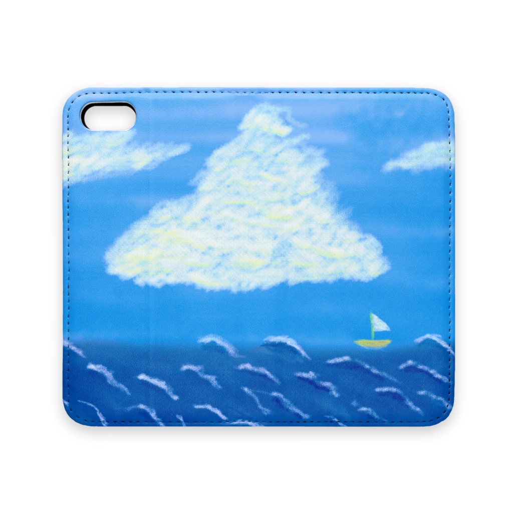 手帳型iPhoneケース(ベルトなし) 海とボート