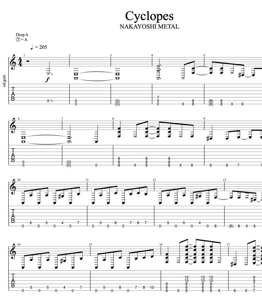 NAKAYOSHI METAL ギタータブ譜面 + ステムデータ