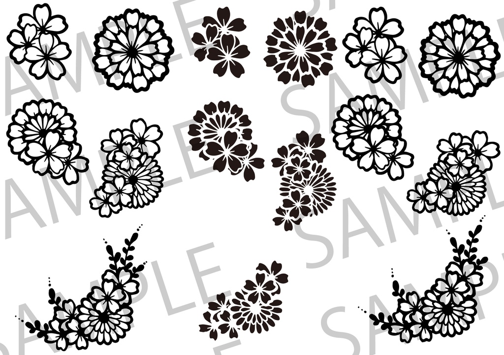 手描き桜モチーフ素材①データ