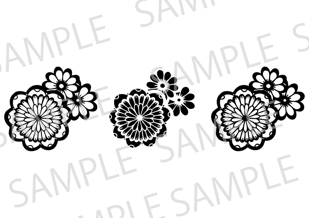 手描き 花束文様 単品①データ
