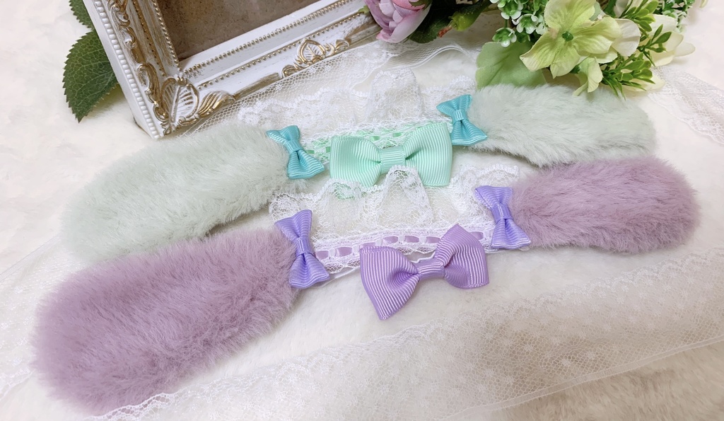 たれみみうさぎヘッドドレス/チェック柄