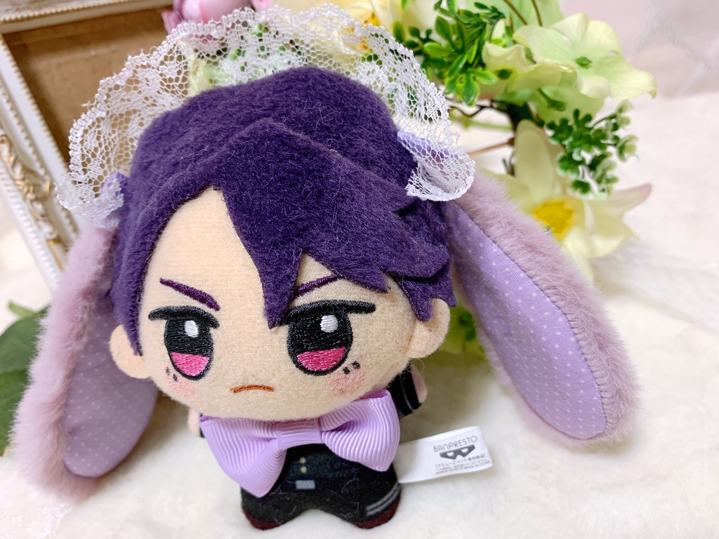 たれみみうさぎヘッドドレス/白とチェック柄