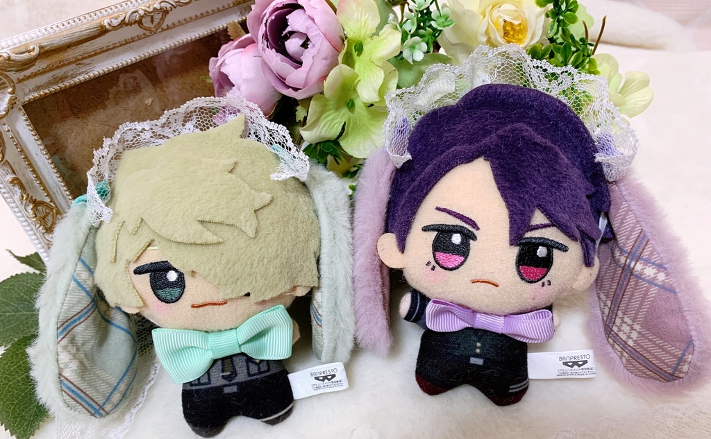 たれみみうさぎヘッドドレス/白とチェック柄