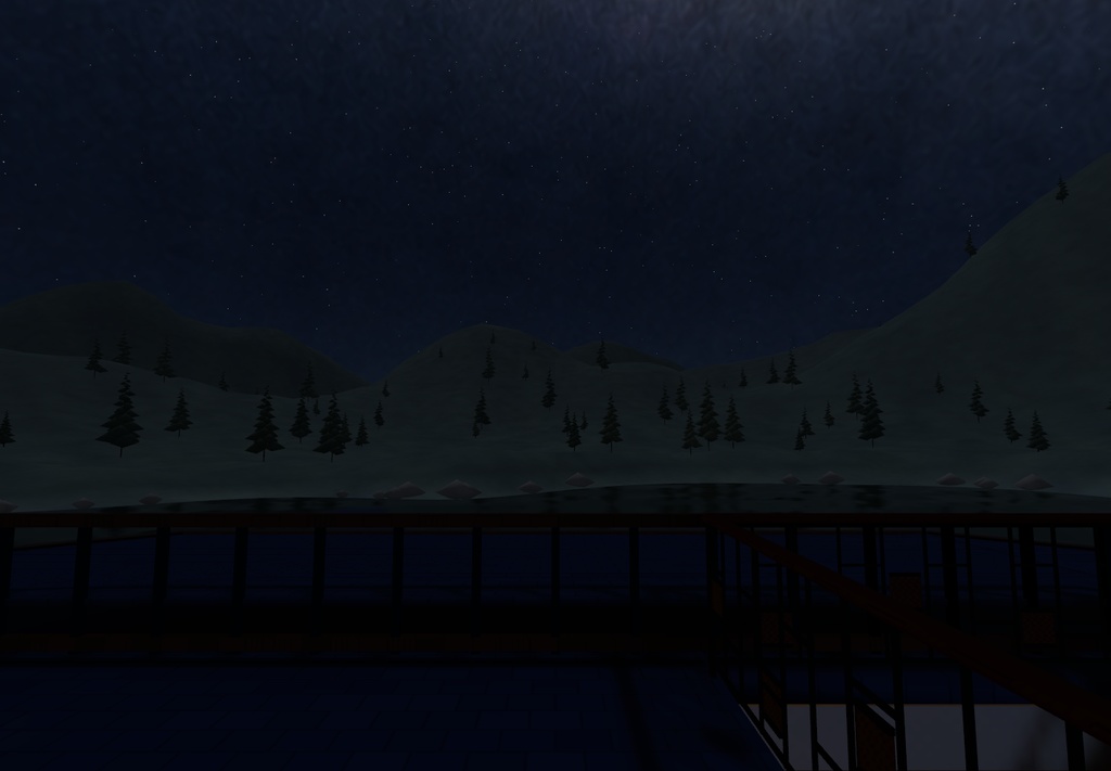 【VRChat PC向け・家具なし】池の中央の星見コテージ KFW-02 ver1.0
